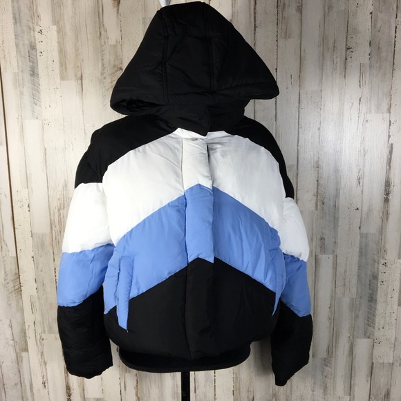 TopShop Colorblock Puffer Jacket Stripe Coat NWT - Picture 4 of 7